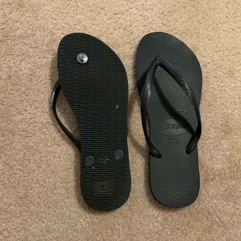 Havainas black flip flip slim